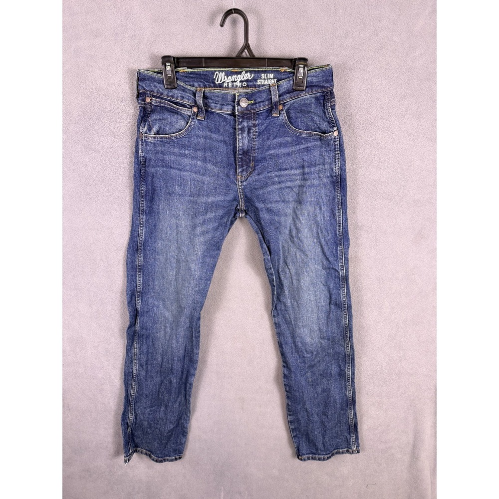 Wrangler‎ Retro Slim Straight Mens Jeans Blue Denim 30x32 Boho Cowboy Grunge